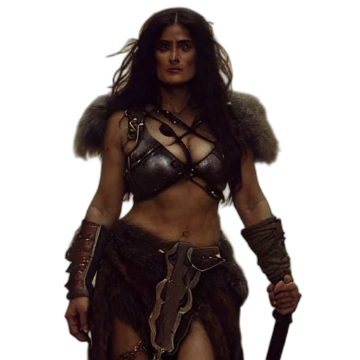 sword, fantasy art, concept art, comic book art, portrait, salma, hayek, surly transparent PNG cut-out