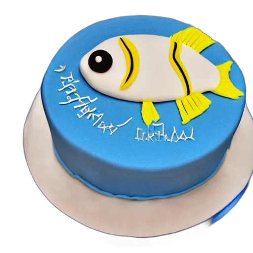 3d render, fish, themed, birthday, cake, food, photography, michelin transparent PNG cut-out