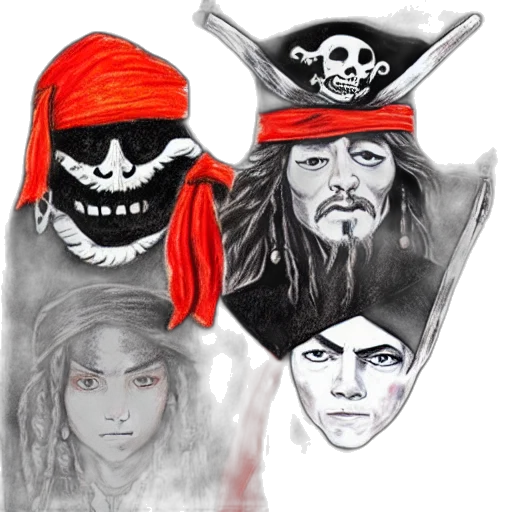 mask, concept art, fantasy art, comic book art, photorealistic, pirates, caribbean, children transparent PNG cut-out