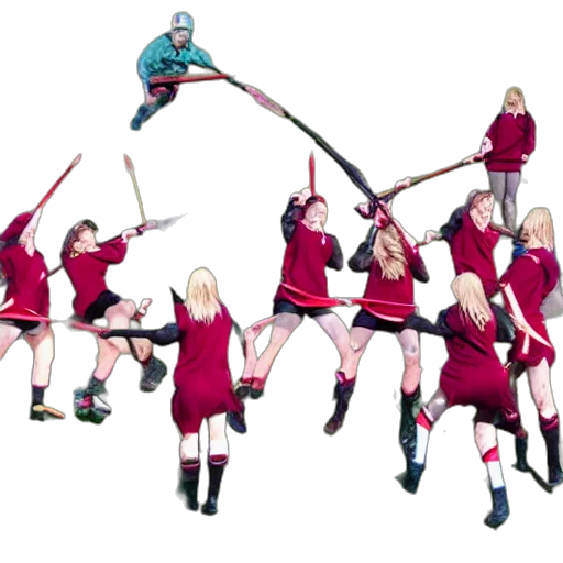 staff, quidditch, broom, aerial, action, pose transparent PNG cut-out