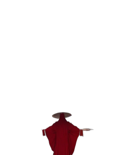 jacket, dress, hat, staff transparent PNG cut-out