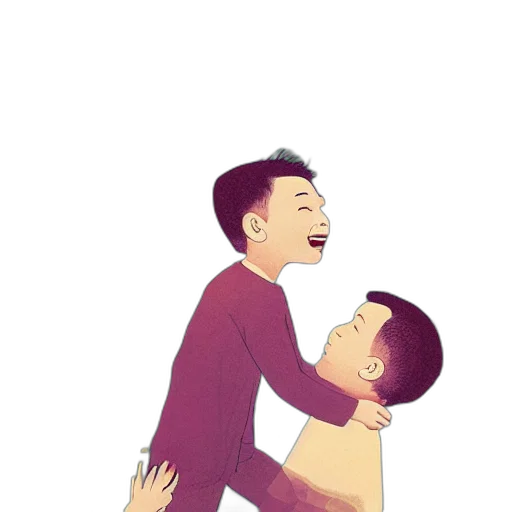 cartoon, photorealistic, watercolor, concept art, son, imitate, his, father transparent PNG cut-out