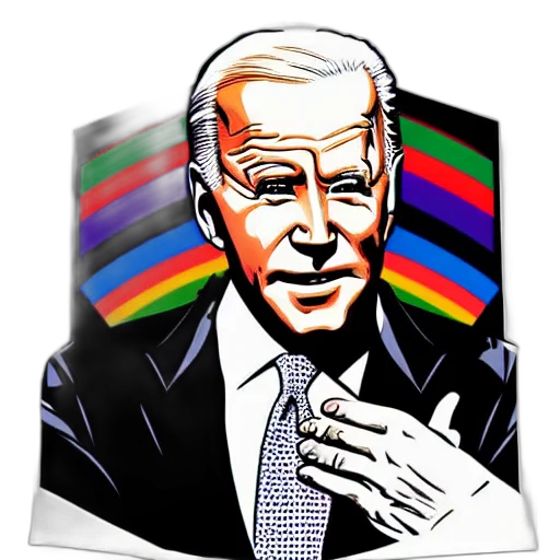 vaporwave, pixel art, cartoon, biden transparent PNG cut-out