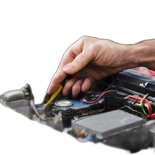 weapon, robot, car, battery, crushed, man transparent PNG cut-out