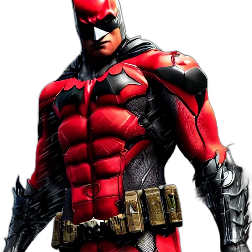 comic book art, concept art, 3d render, photorealistic, red, batman, arkham, knight transparent PNG cut-out