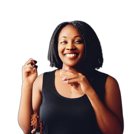 staff, black, female, teacher, smirking, camera, glasses, photography transparent PNG cut-out