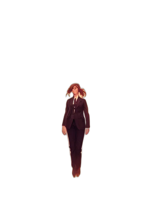 hair, jacket, staff, dress transparent PNG cut-out