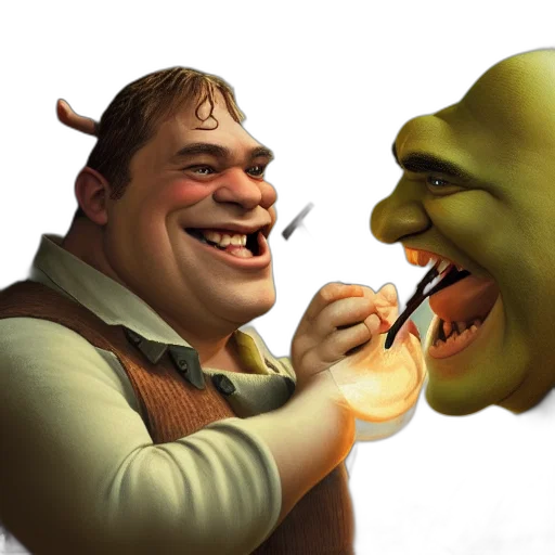 concept art, photorealistic, 3d render, beautiful, face, portrait, shrek, adolf transparent PNG cut-out