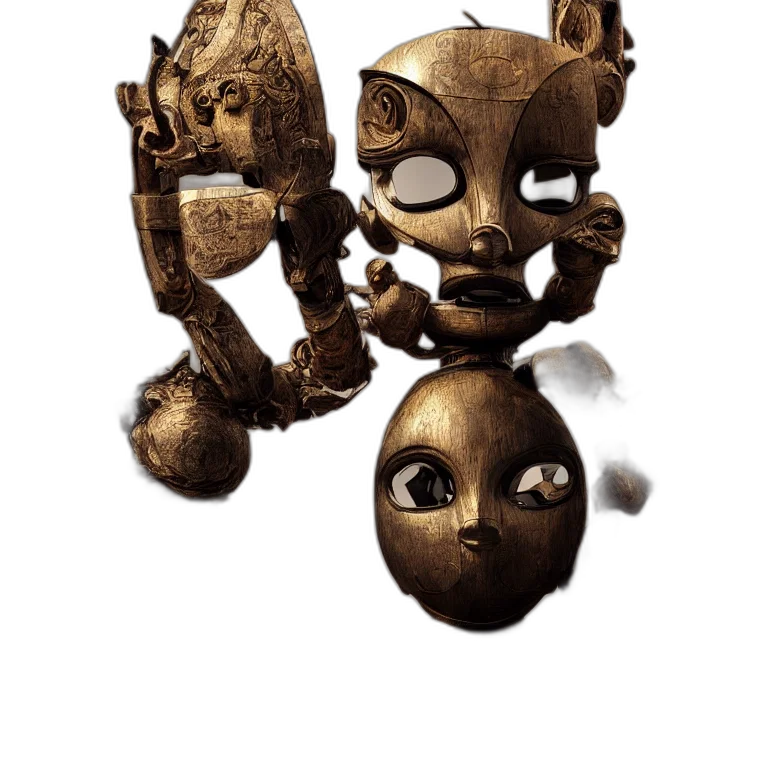 mask, robot, jewelry, face, concept art, 3d render, fantasy art, photorealistic transparent PNG cut-out