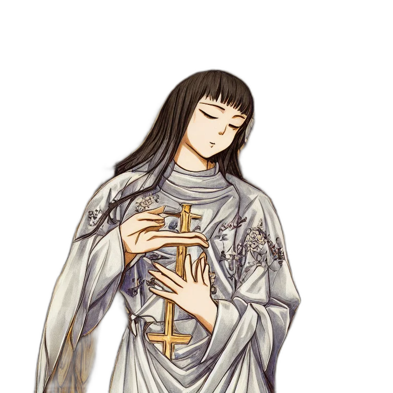 dress, sword, jewelry, staff transparent PNG cut-out
