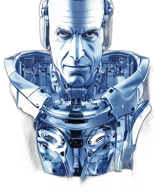robot, face, concept art, comic book art, cyberpunk, 3d render, blue, portrait transparent PNG cut-out