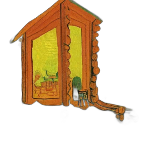 furniture, staff, concept art, 3d render, log, cabin, forest, van transparent PNG cut-out