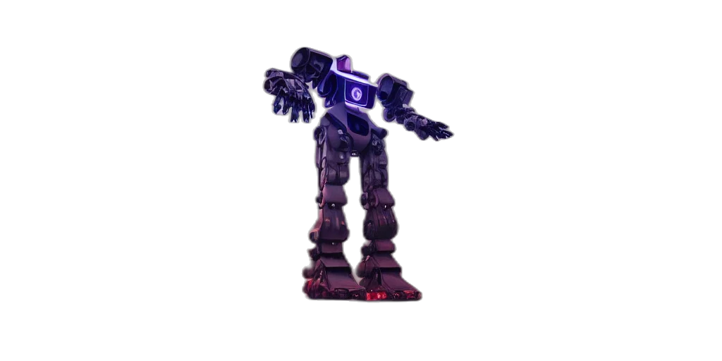 robot, weapon, creature, staff, 3d render, concept art, vaporwave, pixel art transparent PNG cut-out