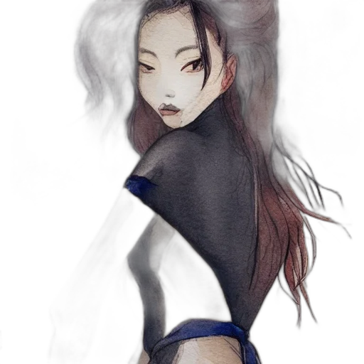 dress, mask, staff, creature, watercolor, fantasy art, concept art, anime transparent PNG cut-out