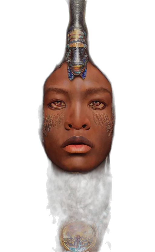 bottle, crown, face, hair, photorealistic, concept art, fantasy art, 3d render transparent PNG cut-out