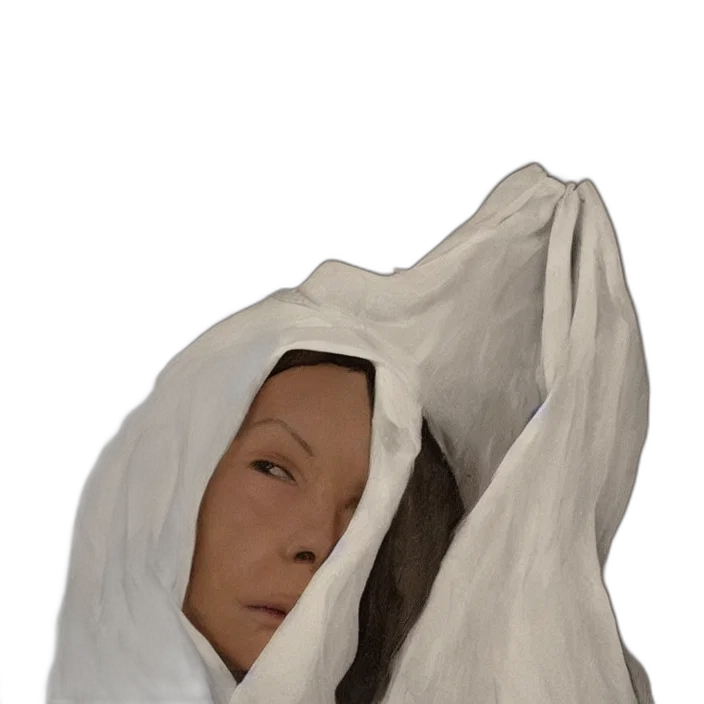 mask, face, hat, staff, 3d render, photorealistic, concept art, oil painting transparent PNG cut-out