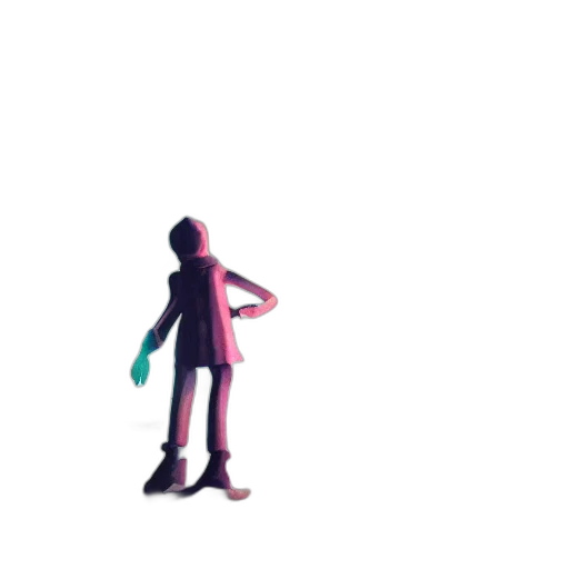 staff, robot, jacket, weapon, 3d render, pixel art, concept art, vaporwave transparent PNG cut-out