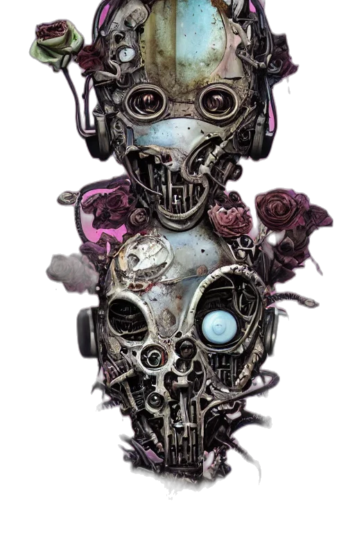 robot, mask, jewelry, face, cyberpunk, concept art, comic book art, fantasy art transparent PNG cut-out