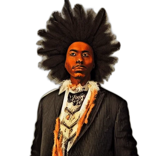 staff, hair, jacket, crown transparent PNG cut-out