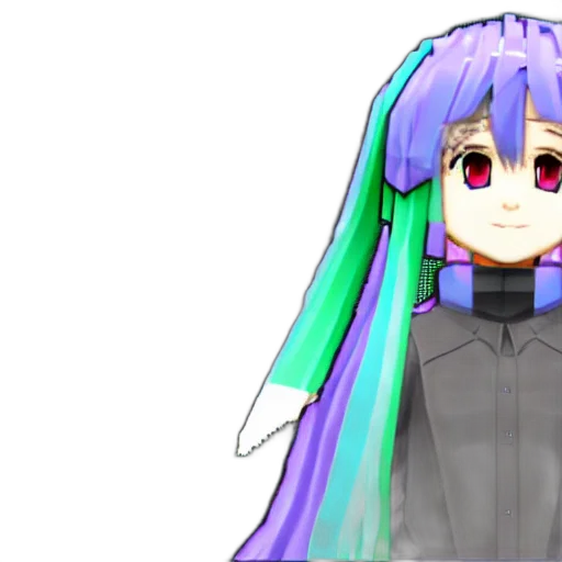robot, dress, hair, creature, anime, 3d render, vaporwave, pixel art transparent PNG cut-out