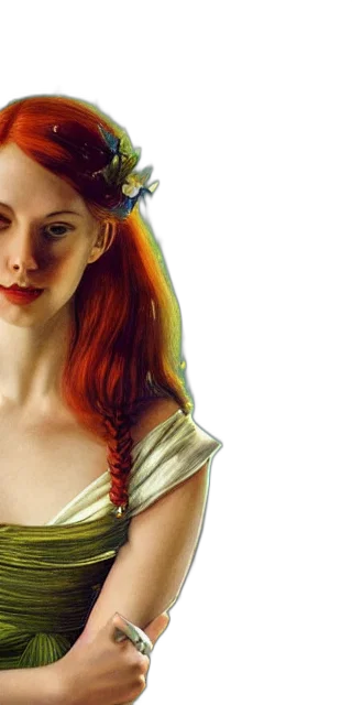 dress, fantasy art, photorealistic, concept art, oil painting, golden, amazed, young transparent PNG cut-out