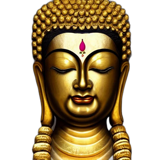 face, mask, jewelry, staff, photorealistic, 3d render, golden, indian transparent PNG cut-out