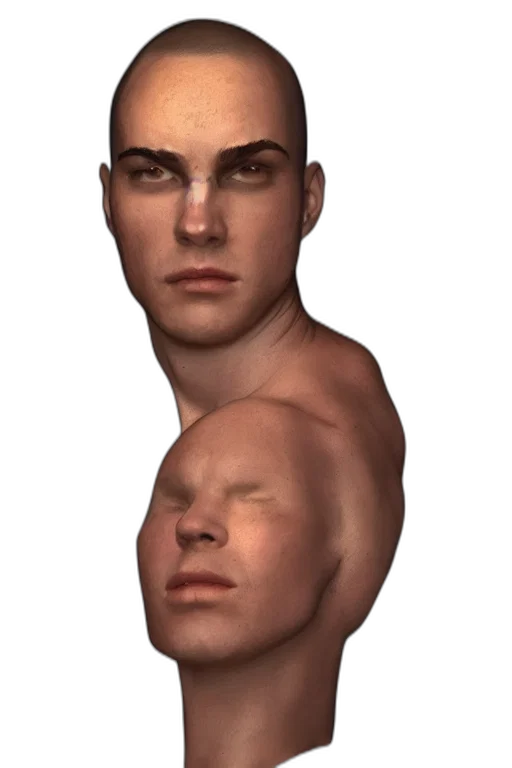 face, mask, creature, crown, 3d render, photorealistic, concept art, cyberpunk transparent PNG cut-out