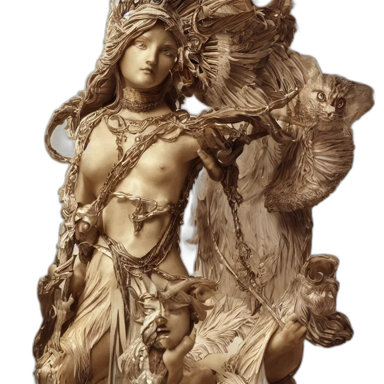 jewelry, crown, staff, dress, fantasy art, photorealistic, 3d render, concept art transparent PNG cut-out