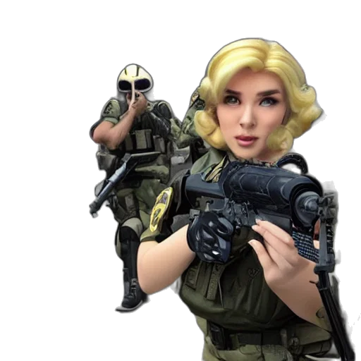 weapon, robot, face, concept art, 3d render, fantasy art, comic book art, princess transparent PNG cut-out