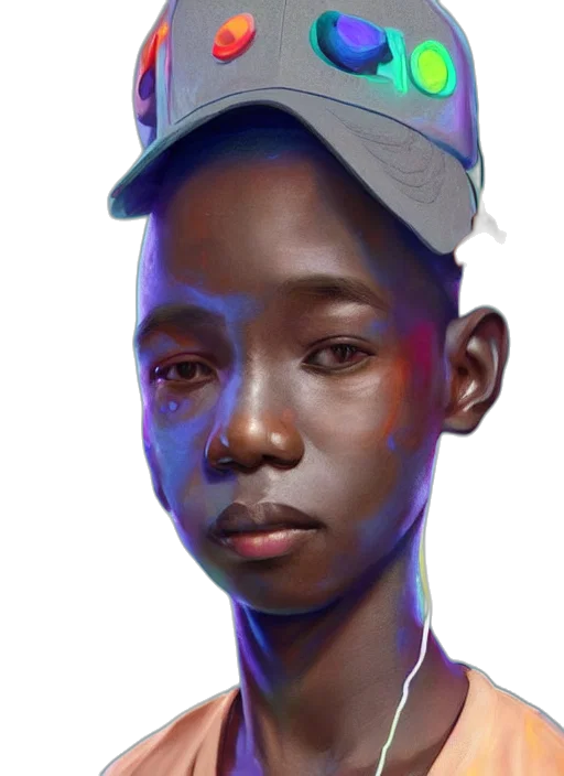 face, hat, robot, creature, photorealistic, concept art, fantasy art, 3d render transparent PNG cut-out