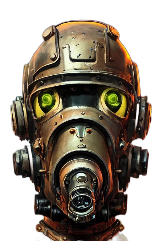 robot, mask, face, concept art transparent PNG cut-out