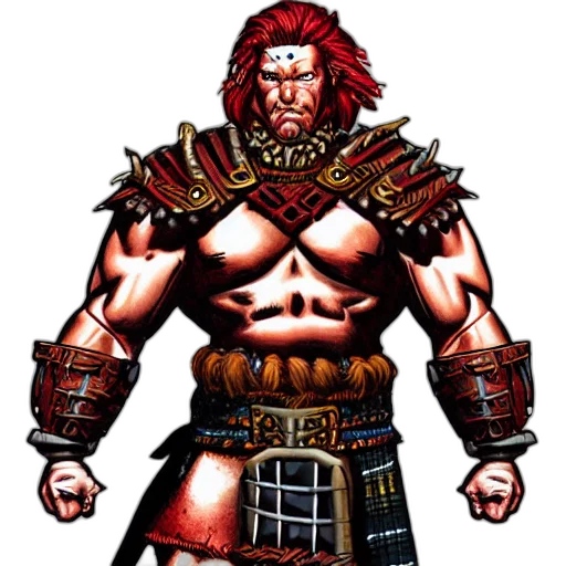 concept art, pixel art, comic book art, fantasy art, bulky, muscular, scottish, warrior transparent PNG cut-out