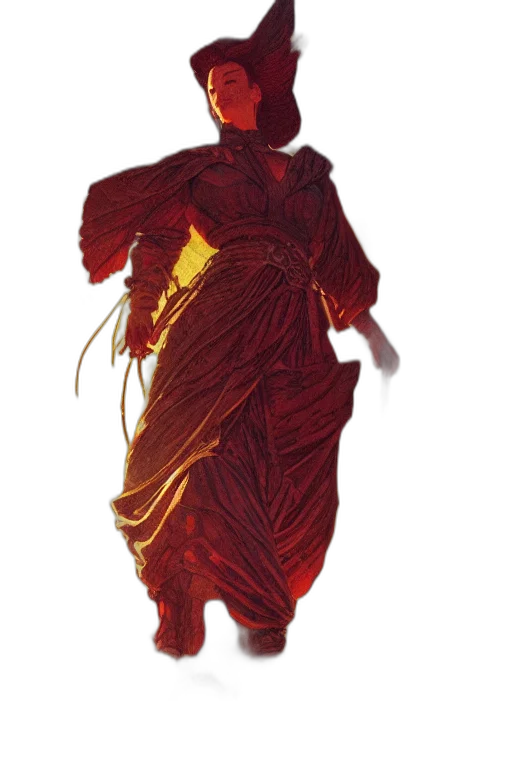 dress, mask, staff, dragon transparent PNG cut-out