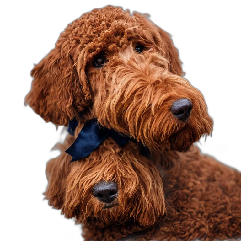animal, staff, face, photorealistic, 3d render, labradoodle, wearing, ribbon transparent PNG cut-out