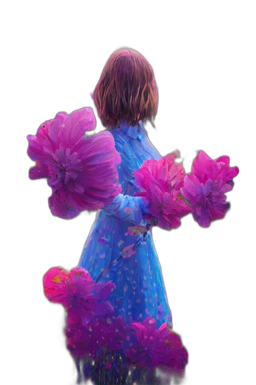 dress, flower, jacket, hair transparent PNG cut-out
