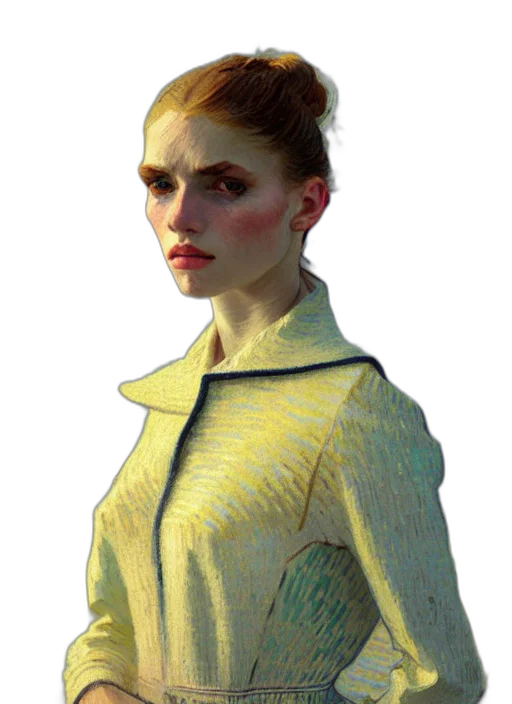jacket, staff, dress, face, concept art, photorealistic, 3d render, fantasy art transparent PNG cut-out