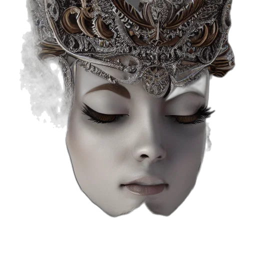 mask, crown, hat, face, photorealistic, fantasy art, 3d render, concept art transparent PNG cut-out