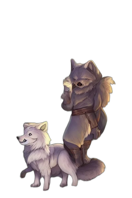 staff, creature, animal, concept art, fantasy art, watercolor, pixel art, forest transparent PNG cut-out