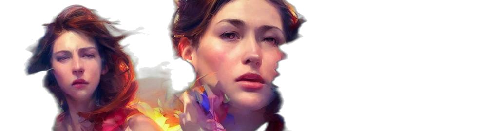 face, photorealistic, oil painting, fantasy art, concept art, underwater, colorful, red transparent PNG cut-out