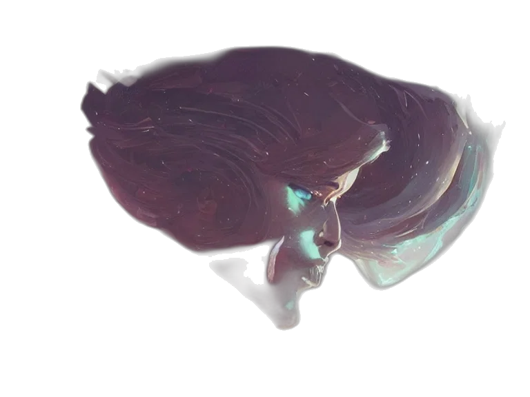 crown, hair, face, mask, concept art, fantasy art, watercolor, cyberpunk transparent PNG cut-out