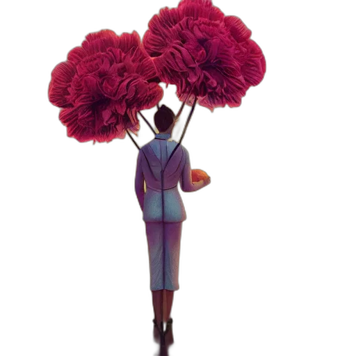 staff, umbrella, flower, hat transparent PNG cut-out