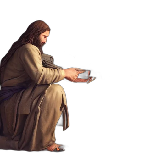 concept art, pixel art, 3d render, fantasy art, jesus, shooting, lmg, render transparent PNG cut-out