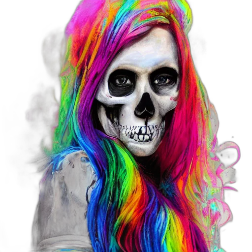 hair, mask, face, photorealistic, watercolor, fantasy art, cartoon, colorful transparent PNG cut-out