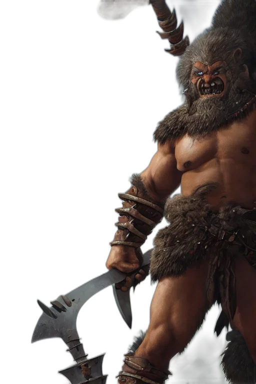 sword, staff, concept art, fantasy art, 3d render, orc, barbarian, wearing transparent PNG cut-out