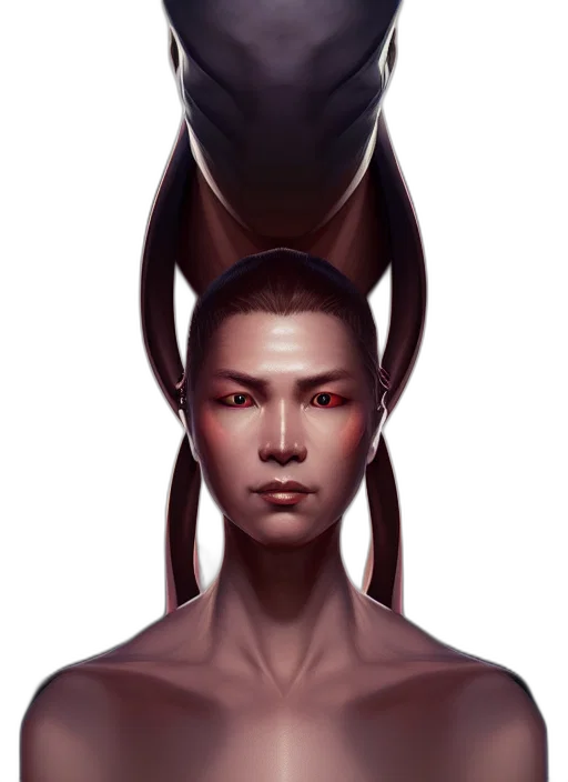 face, mask, crown, hat, concept art, fantasy art, cyberpunk, photorealistic transparent PNG cut-out