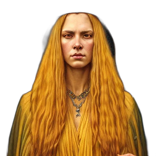 hair, face, staff, dress transparent PNG cut-out