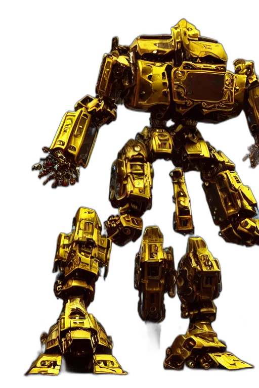robot, weapon, 3d render, concept art, golden, shiny, ornate, boxing transparent PNG cut-out