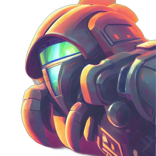 robot, weapon, face, concept art transparent PNG cut-out