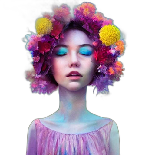 flower, dress, crown, face transparent PNG cut-out