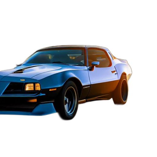 car, photorealistic, 3d render, concept art, pixel art, black, pontiac, firebird transparent PNG cut-out